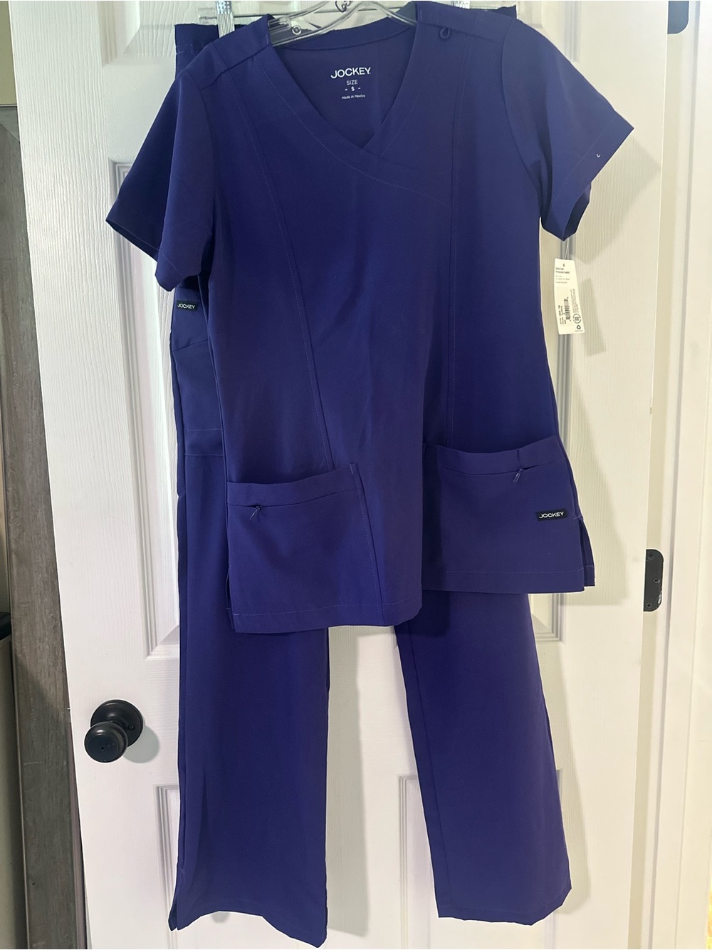 Jockey Women's Scrub Set in Deep Purple - Straight Leg Pants